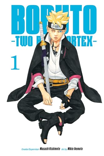 Boruto manga volume one cover featuring a young man with a sword.