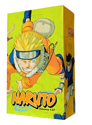 Box set of Naruto manga volumes 1-27 with character artwork.