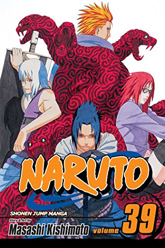 Naruto manga volume 39 cover with characters and red snake imagery.