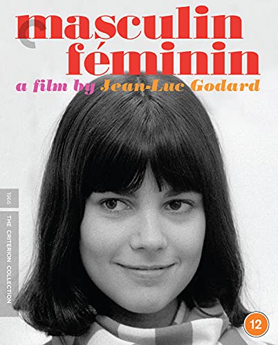 Blu-ray cover for Masculin Féminin featuring a black and white portrait of a woman.