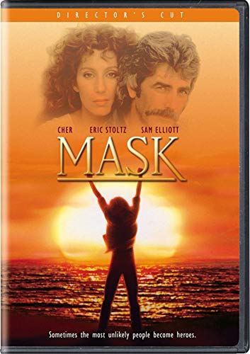 DVD cover for "Mask" featuring Cher, Eric Stoltz, and a silhouetted figure.