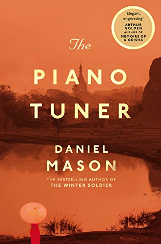 Book cover: "The Piano Tuner" by Daniel Mason, with a blurred landscape.
