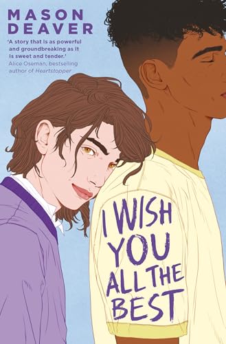 Book cover illustration of two people leaning against each other against a blue background.