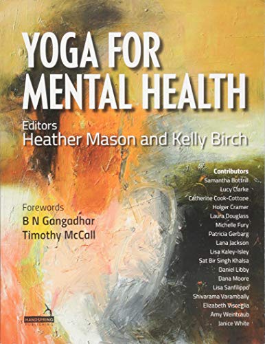 Book cover: "Yoga for Mental Health" with abstract orange and white design.