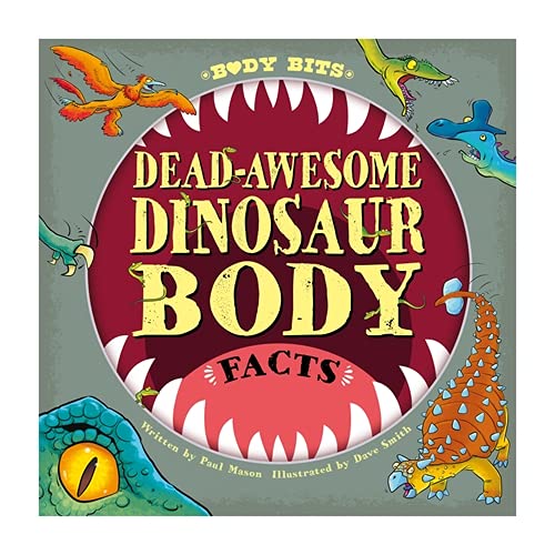 Book cover with colorful dinosaur illustrations and bold title text.