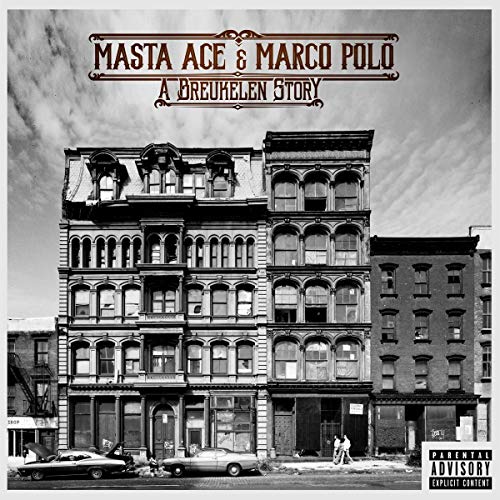 Black and white album cover featuring a Brooklyn brownstone and street scene.