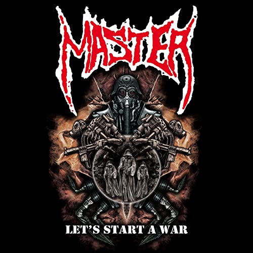 CD cover for Master’s “Let’s Start A War” featuring dystopian, armored figures.