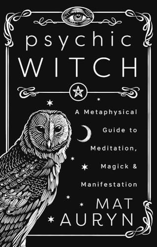Black and white book cover featuring an owl, an eye, and celestial symbols.