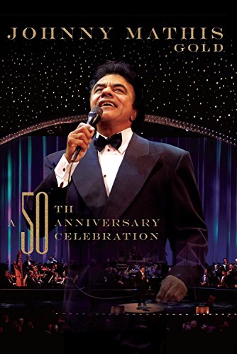 Johnny Mathis singing into a microphone on a stage, DVD cover.