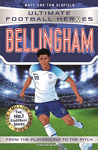Illustrated book cover featuring Jude Bellingham in an England football kit on a pitch.