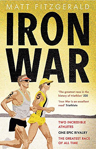 Book cover: “Iron War” depicts two male triathletes running side-by-side.