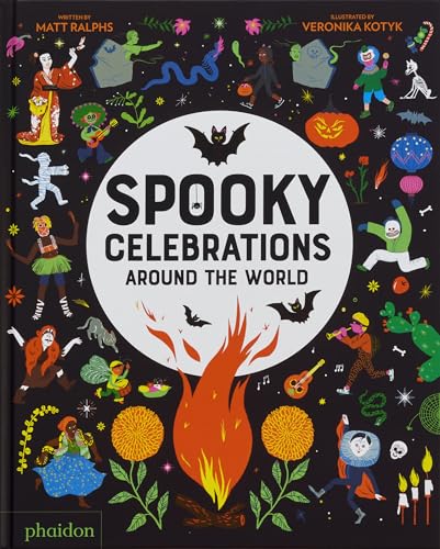 Book cover with colorful illustrations of spooky celebrations globally.