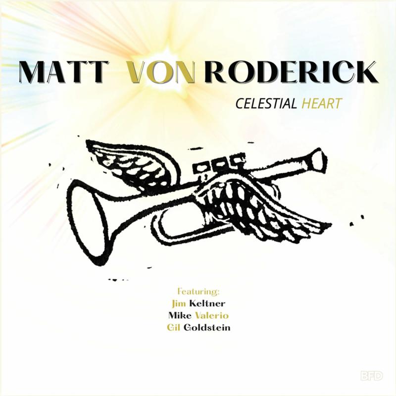 CD cover: trumpet with skeletal hands against a light blue, starburst background.