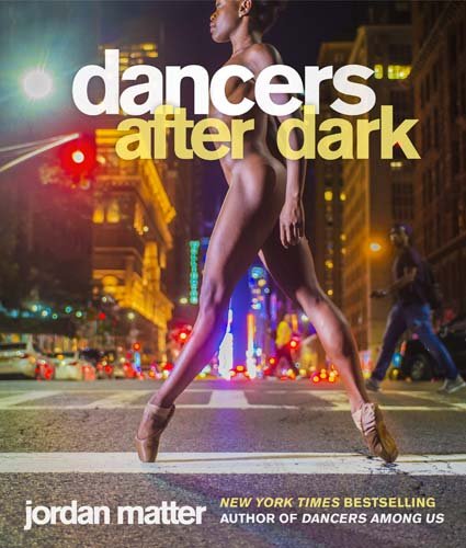 Book cover: dancer in pointe shoes on a city street at night.