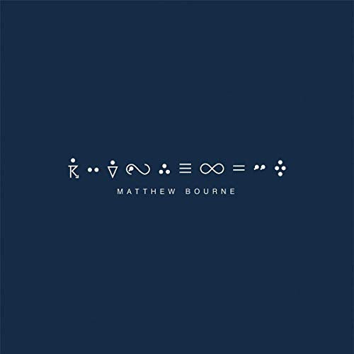 Dark blue CD cover with white abstract symbols and text: Matthew Bourne - Isotach.