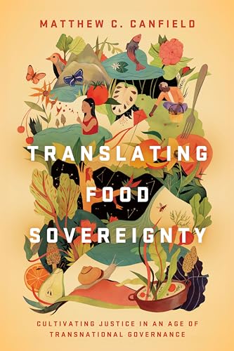 Book cover with illustrated plants, people, and the title “Translating Food Sovereignty.”