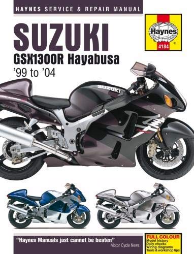 Haynes repair manual cover featuring a black and silver Suzuki Hayabusa motorcycle.