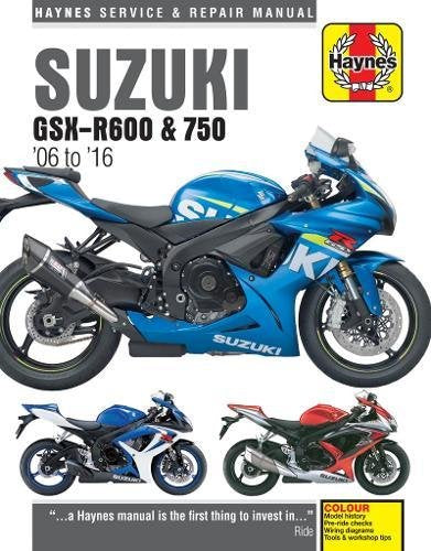 Haynes service manual cover for Suzuki GSX-R600 and 750 motorcycles from 2006 to 2016.