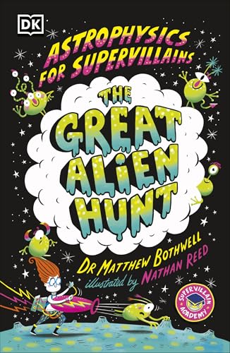 Book cover with cartoon aliens, a child, and colorful title text.