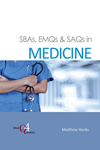 Medical exam preparation book cover with doctor and stethoscope.