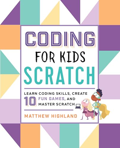 Book cover with colorful geometric shapes, text, and cartoon children.