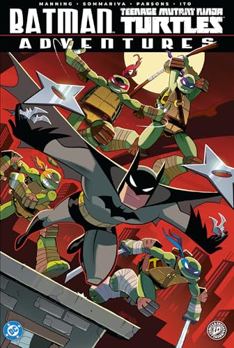 Batman and the Teenage Mutant Ninja Turtles in dynamic action pose.