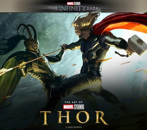 Thor and Loki in dynamic pose, cover of "The Art of Thor" book.