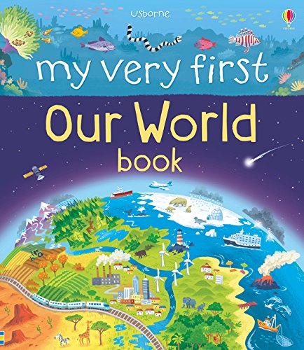 Book cover showing a colorful illustrated globe with diverse landscapes, animals, and human activities.