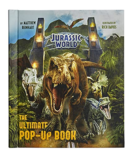 Jurassic World pop-up book cover featuring a roaring T-Rex and other dinosaurs.