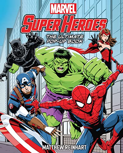 Cover of "Marvel Super Heroes" pop-up book featuring Hulk, Spider-Man, and Captain America.