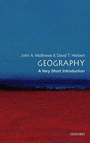 Book cover for Geography: A Very Short Introduction with blue sky and red ground.