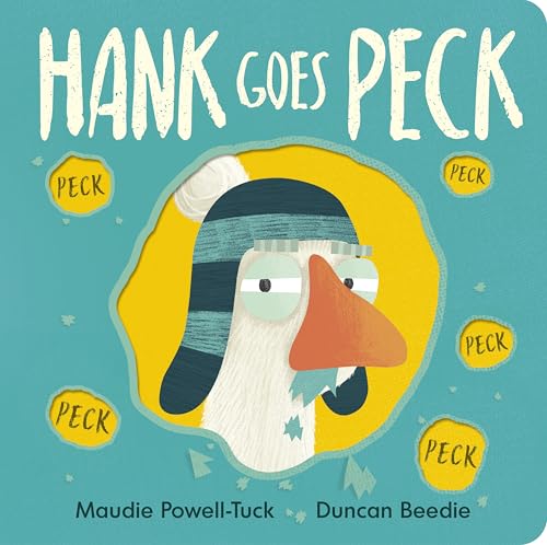 Book cover: penguin with a winter hat, surrounded by "peck" text.