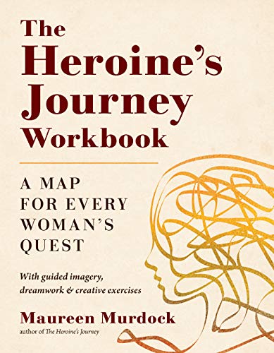 Book cover titled The Heroine's Journey Workbook with a gold line-art profile illustration.