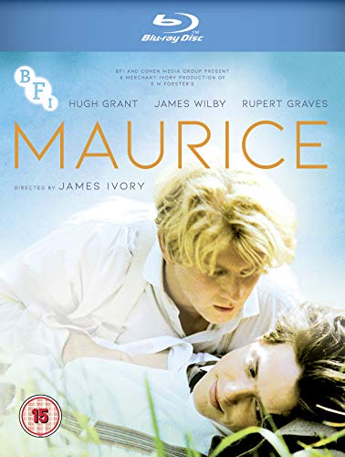 Maurice" Blu-ray cover featuring two men in a grassy field.