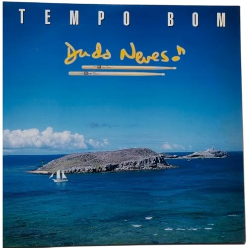 CD cover: blue seascape with islands, sailboat, and drumsticks graphic.