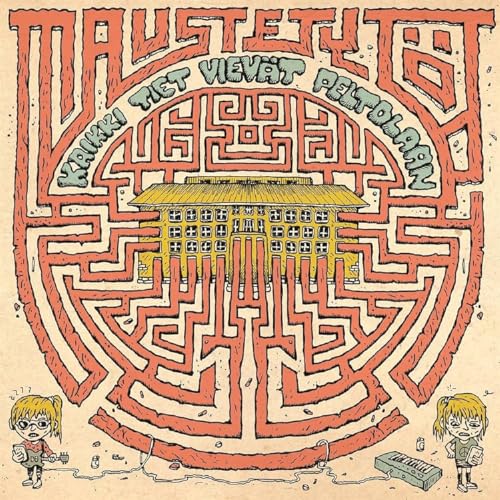 CD cover with intricate maze design, building, and small figures.