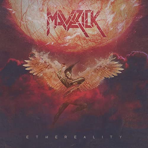 CD cover for Maverick’s “Ethereality” featuring a winged figure and fiery sun.