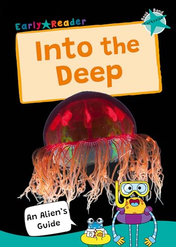 Book cover titled Into the Deep featuring a jellyfish and two cartoon alien characters.