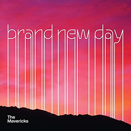 The Mavericks album cover shows white text against a vibrant pink and orange sunset.