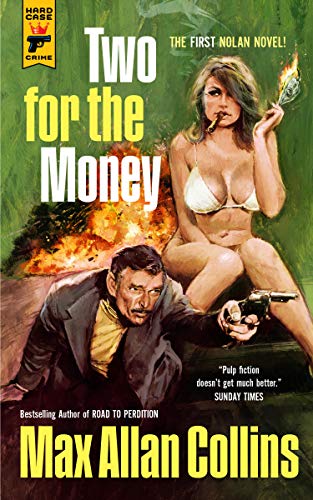 Book cover: man with gun, woman with lit cocktail, explosion.