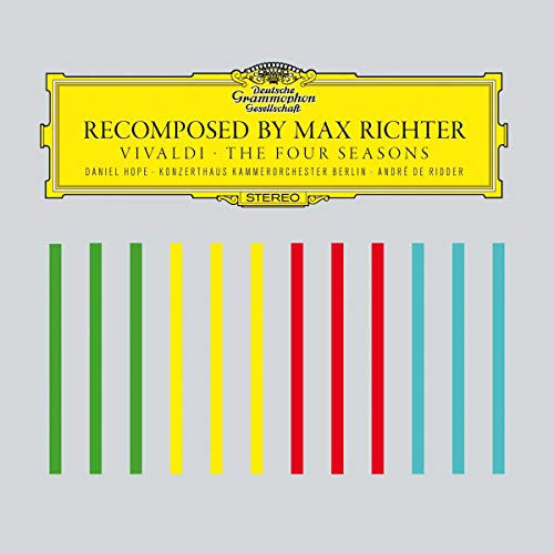 CD cover with yellow Deutsche Grammophon logo and colorful vertical stripes on grey background.