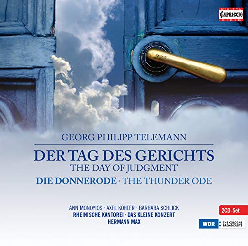 CD cover for Telemannās āThe Day of Judgmentā with stormy sky imagery.