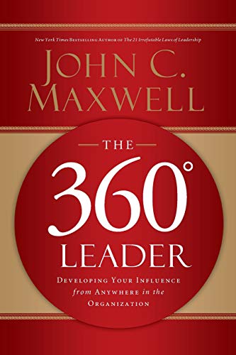 Book cover: “The 360 Leader” by John C. Maxwell, red and gold design.