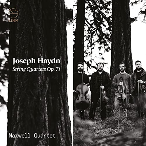 CD cover: quartet musicians in a forest, text “Joseph Haydn”.