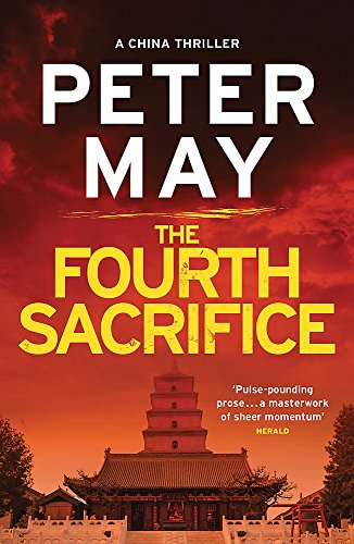 Book cover: "The Fourth Sacrifice" by Peter May, with a pagoda image.