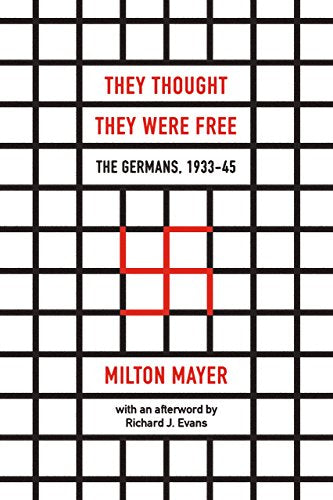 Book cover with a black grid, red text, and a red swastika on white.