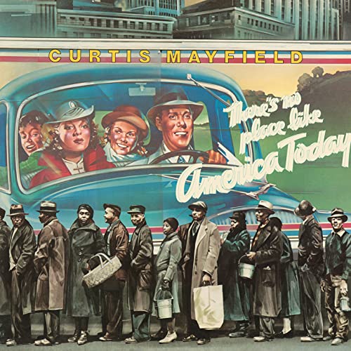 Album cover art showing a line of people in coats in front of a car.
