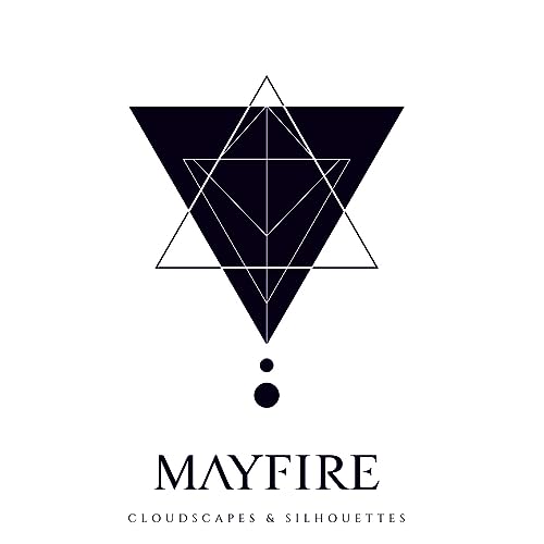 Mayfire album cover: black geometric design over white, with text.