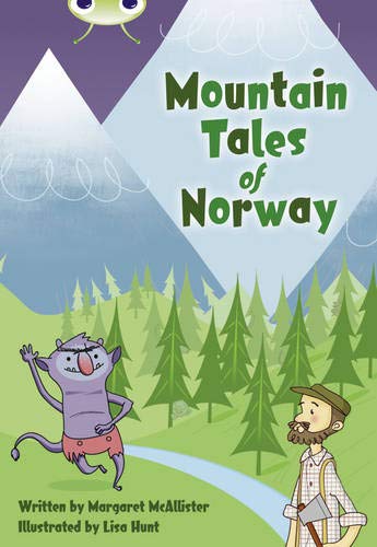 Book cover: mountains, forest, and illustrated characters from Norway.