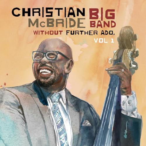 CD cover featuring Christian McBride with a double bass, watercolor style.